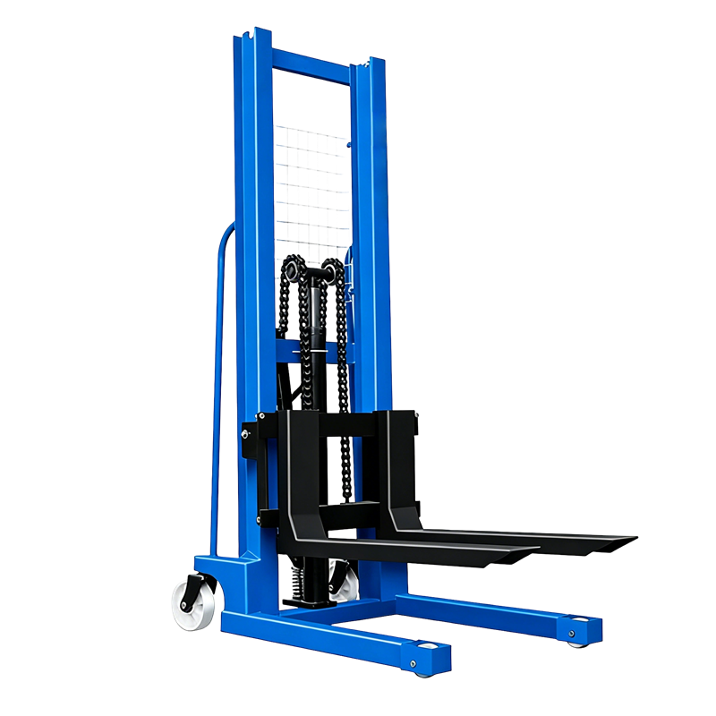 Impilatore manuale da 1.000 kg con forche regolabili per pallet di diverse dimensioni