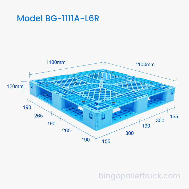 Pallet in plastica durevole da 1100x1100 mm per la distribuzione di alimenti e bevande