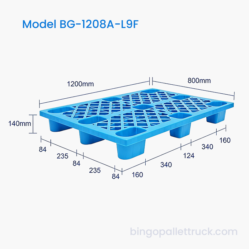 Pallet in plastica leggera da 1200x800 mm per magazzini di vendita al dettaglio ed e-commerce