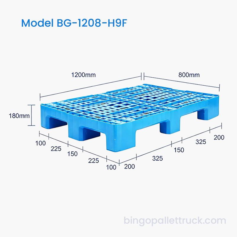 Pallet in plastica HDPE a 9 gambe per carichi pesanti da 1200x800 mm per la logistica