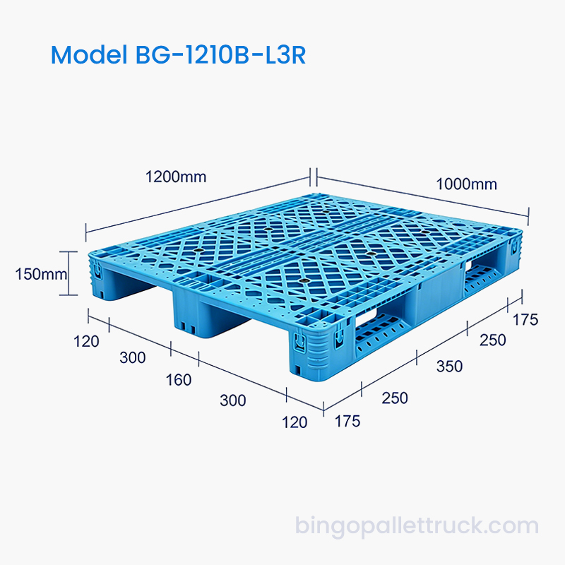Pallet in plastica da 1200x1000 mm con rinforzo in acciaio per magazzino