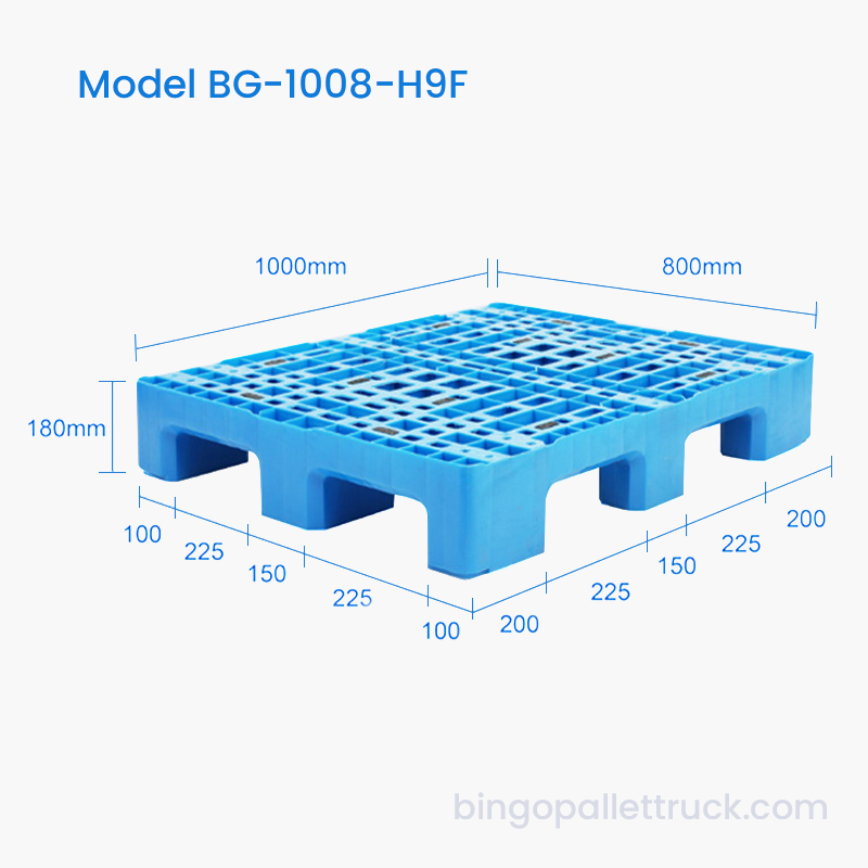 Pallet in plastica resistente ad alta capacità da 1000x800 mm per la logistica industriale