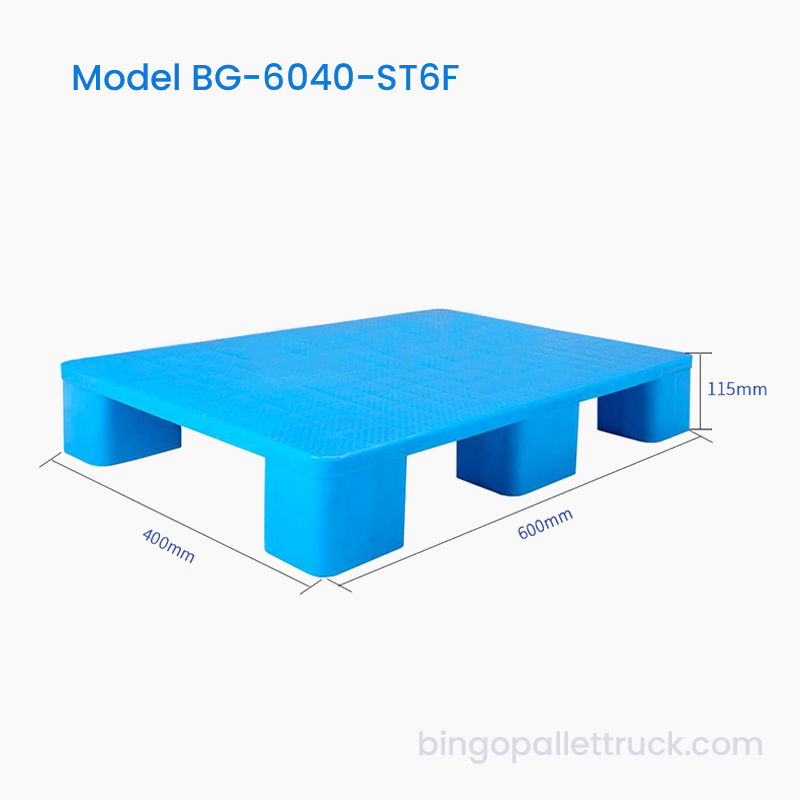Pallet in plastica leggera con 6 gambe e parte superiore solida da 600×400 mm
