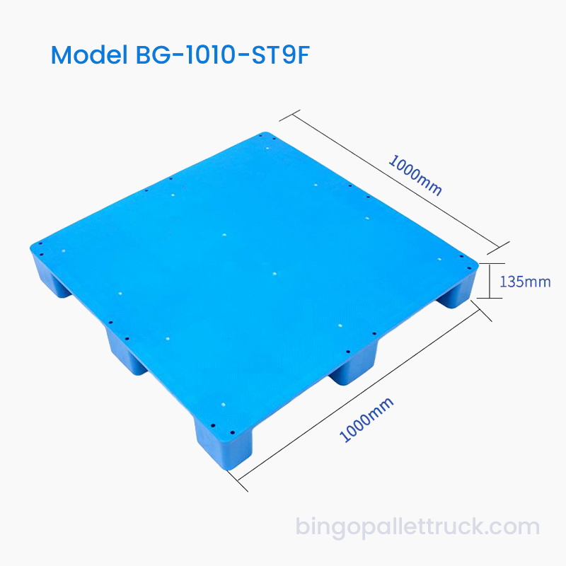 Pallet in plastica HDPE a 9 gambe con parte superiore piatta da 1000x1000 mm