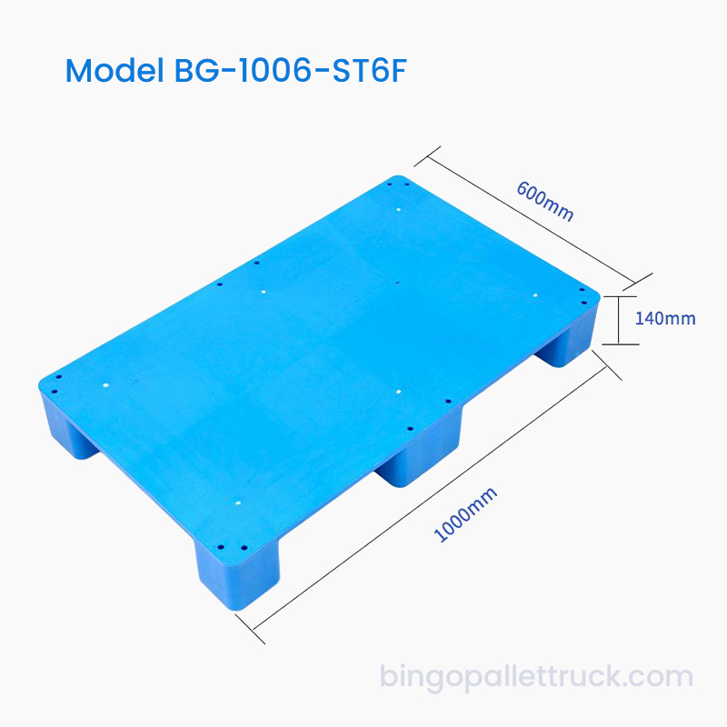 Pallet in plastica con parte superiore solida da 1000x600 mm, stile sei piedi, per la logistica