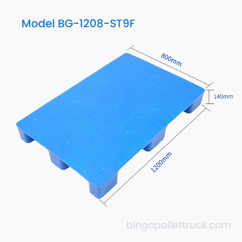 Pallet in plastica riciclabile con 9 gambe e parte superiore solida da 1200x800 mm per la logistica