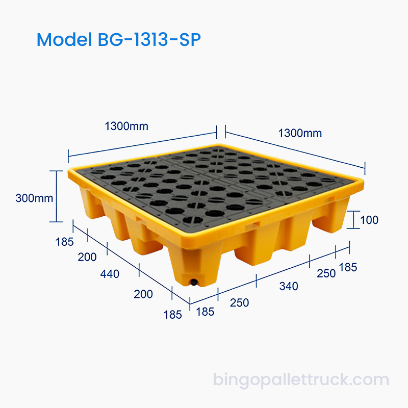 Pallet a prova di perdite da 1300x1300 mm per 4 fusti