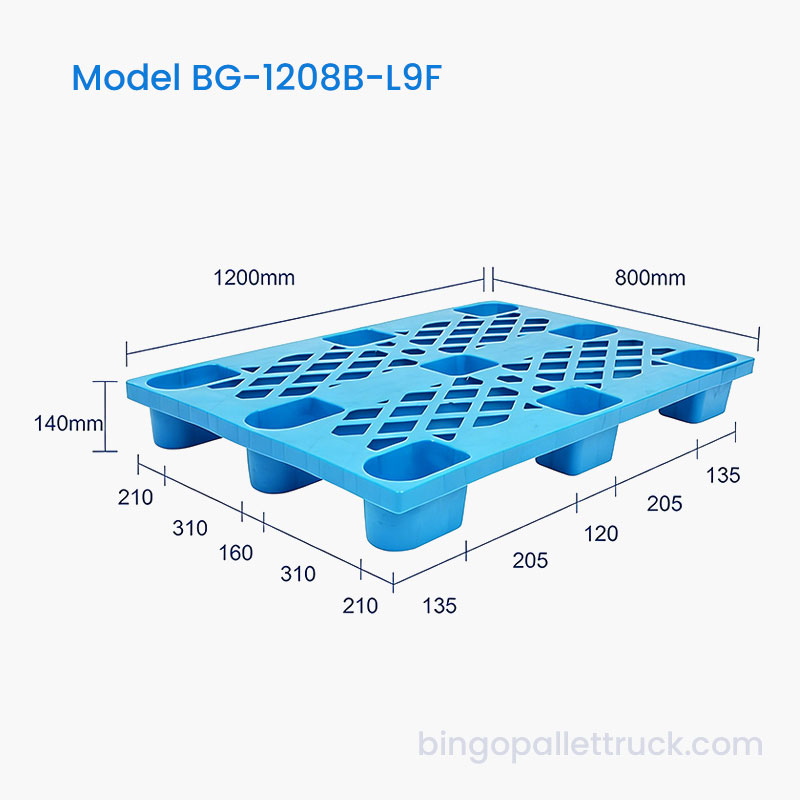 Pallet in plastica leggera da 1200x800 mm per lo stoccaggio nell'industria alimentare e delle bevande